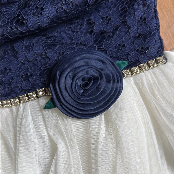 American Princess Blue and White Tiered Ruffled Formal Dress - Picture 3 of 5